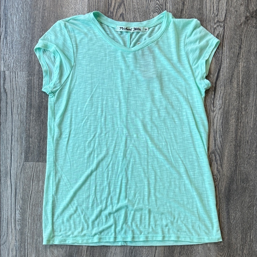 Michael Stars Tee Shirt Cool Mint Scoop Neck Tee Brooklyn Jersey Mesh OS